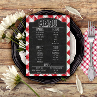 Rustic Outdoor BBQ Grilling Party Chalkboard Sign Menu