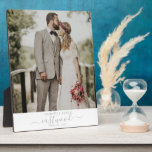 Rustic Outdoor Wedding Newlyweds Photo Plaque<br><div class="desc">A wedding photo keepsake plaque for your mantlepiece. Replace this sample photo with your favourite elegant wedding photo.</div>