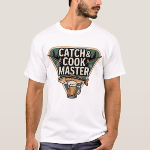 Rustic Outdoors Badge Fishing Rod Grilled Fish  T-Shirt