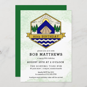 Rustic Outdoorsman 80th Birthday Party Invitation