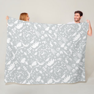Rustic Owl Bear Deer Fox Woodland Creature Pattern Fleece Blanket