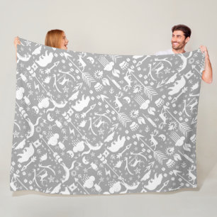 Rustic Owl Bear Deer Fox Woodland Creature Pattern Fleece Blanket