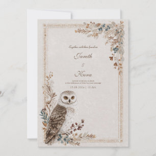 Rustic Owl Folk Art Wedding  Invitation