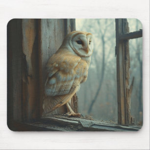 Rustic Owl In The Window Art Mouse Pad