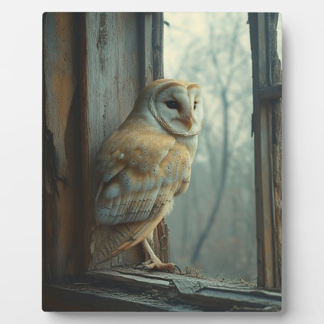 Rustic Owl In The Window Art Plaque (Front)