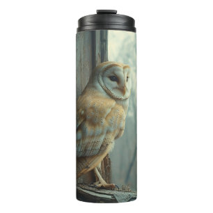 Rustic Owl In The Window Art Thermal Tumbler