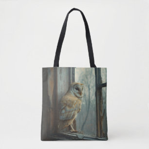 Rustic Owl In The Window Art Tote Bag