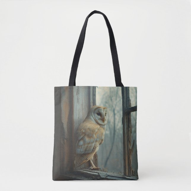 Rustic Owl In The Window Art Tote Bag (Front)
