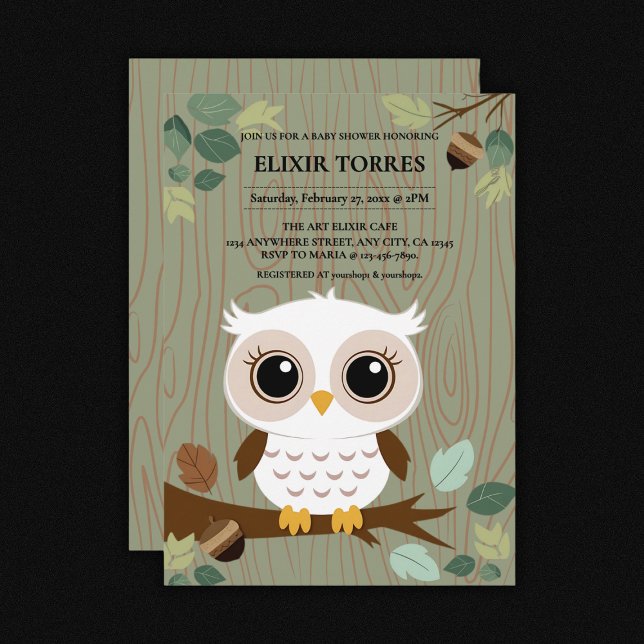 Rustic Owl Woodland Forest Baby Shower Invitation (Creator Uploaded)
