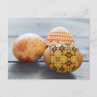 Rustic Painted Easter eggs Holiday Postcard