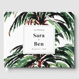 Rustic Painted Palm Trees Beach Wedding Guest Book
