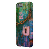 Rustic painted wood keyhole chain blue green pink Case-Mate iPhone case (Back Left)