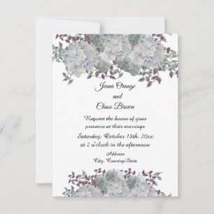 Rustic Pale Blue Hydrangea Wedding Invitation