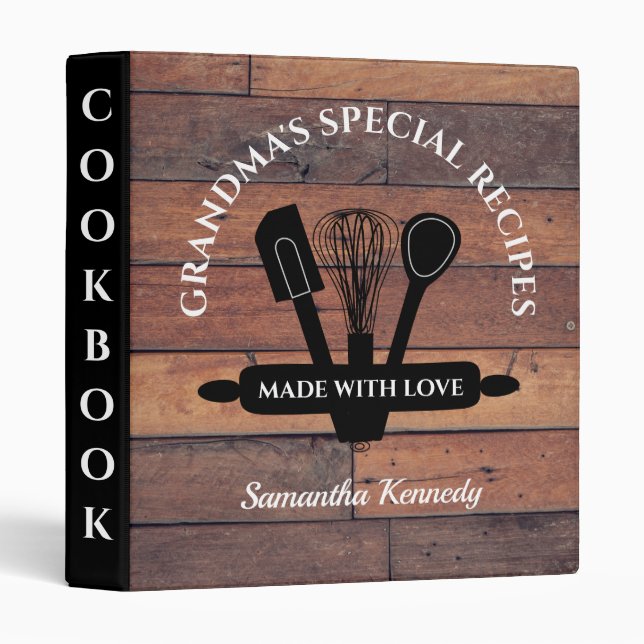 Rustic Pallet Wood Grand's Special Recipe Cookbook Binder (Front/Spine)