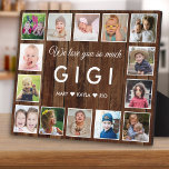 Rustic Pallet Wood Love You Gigi 14 Photo Collage Plaque<br><div class="desc">Create your own photo collage plaque with 14 of your favorite pictures on a wood texture background for an unique keepsake gift for grandma. Personalize with grandchildren names and we love you the most gigi message.</div>