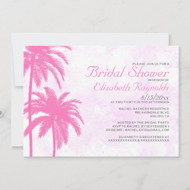 Rustic Palm Tree Beach Invitations de douche nupti (Devant)