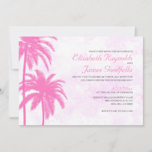 Rustic Palm Tree Beach Wedding Invitations