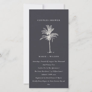 Rustic Palm Tree Marine Kraft Couples Invitation d
