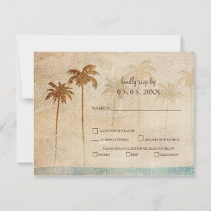 Rustic Palm Trees Beach Wedding rsvp Card