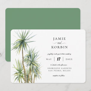 Rustic Palm Tropical Beach Wedding Invitation
