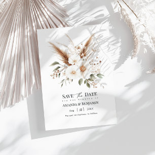 Rustic Pampas Grass Boho Bohemian Wedding QR Code Save The Date