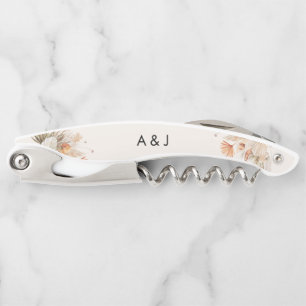 Rustic pampas grass floral wedding corkscrew