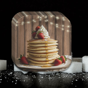 Rustic Pancakes Baby & Brunch Baby Shower Paper Plate