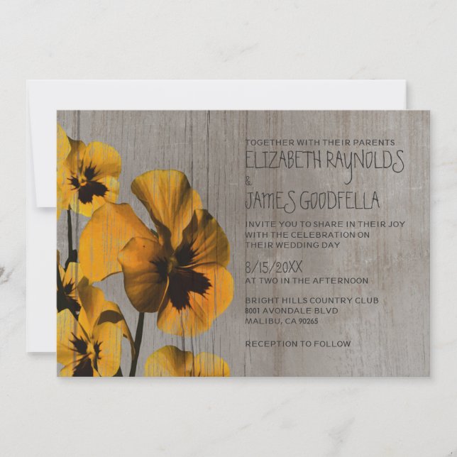 Rustic Pansy Wedding Invitations (Front)