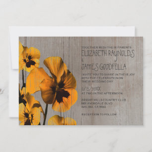 Rustic Pansy Wedding Invitations