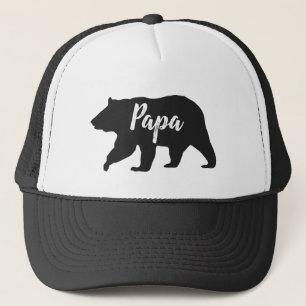 Rustic Papa Bear Simple Black and White Trucker Hat