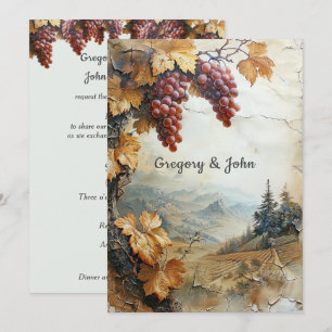 Rustic Paper Grape Vineyard Italian Winery  Invitation