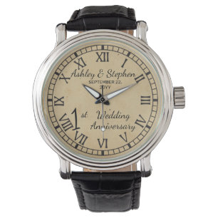 Rustic Paper Look 1st Wedding Anniversary Watch