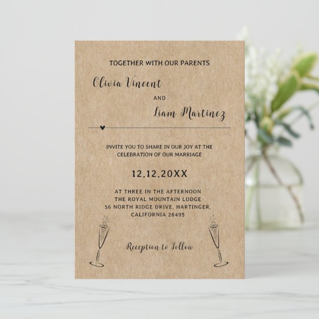 Rustic Paper Wedding Invitation (Standing Front)
