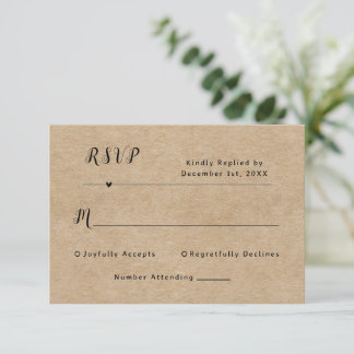 Rustic Paper Wedding RSVP Card 