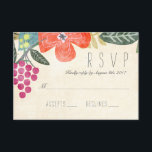 Rustic Paradise RSVP Response Card<br><div class="desc">Rustic,  colourful,  painted florals and a cluster of grapes elegantly frame the top and left side of the card.  Easy to customize with your own text!  Check out coordinating items in our shop!</div>