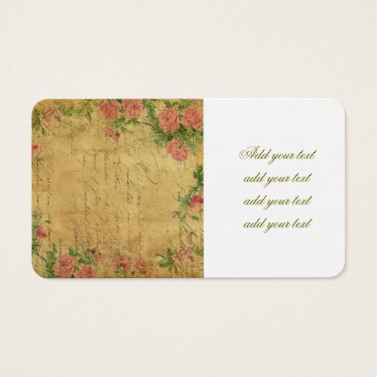 rustic,Parchement,worn,floral,letters,vintage,vict Business Card
