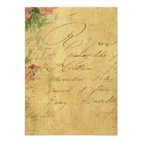 rustic,Parchement,worn,floral,letters,vintage,vict Card