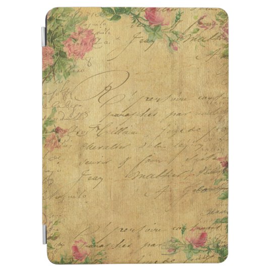 rustic,Parchement,worn,floral,letters,vintage,vict iPad Air Cover