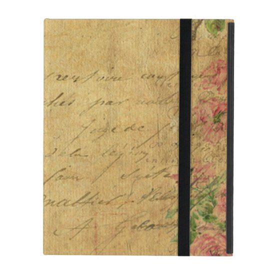 rustic,Parchement,worn,floral,letters,vintage,vict iPad Cover