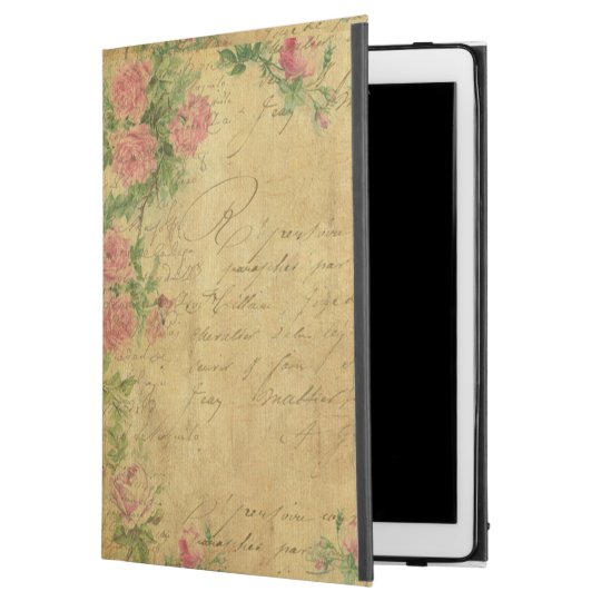 rustic,Parchement,worn,floral,letters,vintage,vict iPad Pro 12.9" Case