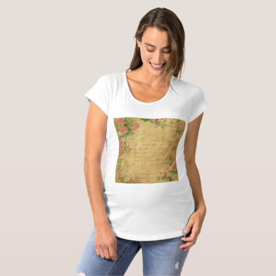 rustic,Parchement,worn,floral,letters,vintage,vict Maternity T-Shirt