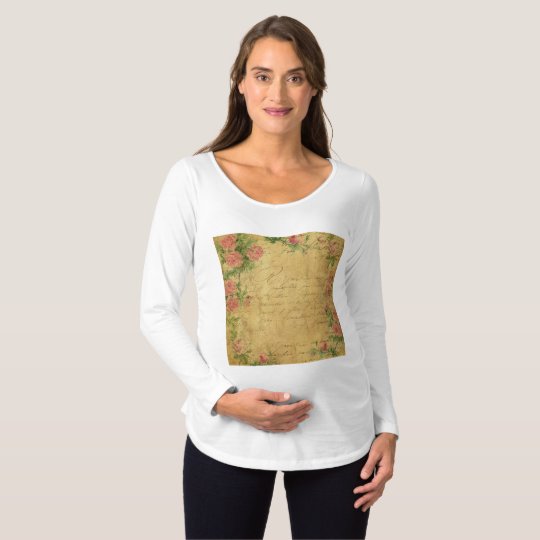 rustic,Parchement,worn,floral,letters,vintage,vict Maternity T-Shirt