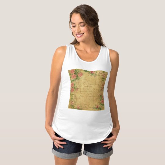 rustic,Parchement,worn,floral,letters,vintage,vict Maternity Tank Top