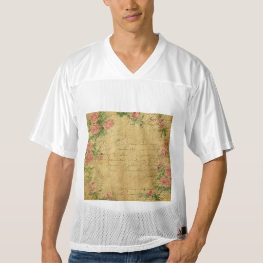 rustic,Parchement,worn,floral,letters,vintage,vict Men's Football Jersey