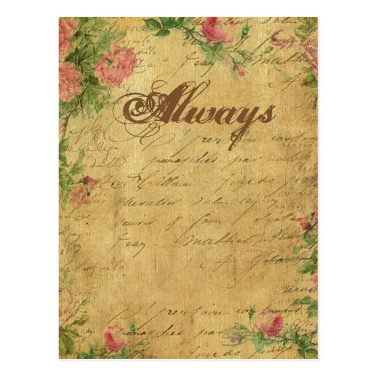 rustic,Parchement,worn,floral,letters,vintage,vict Postcard