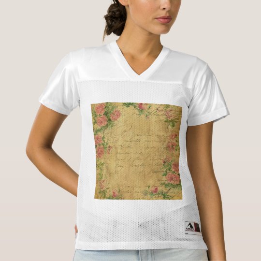 rustic,Parchement,worn,floral,letters,vintage,vict Women's Football Jersey