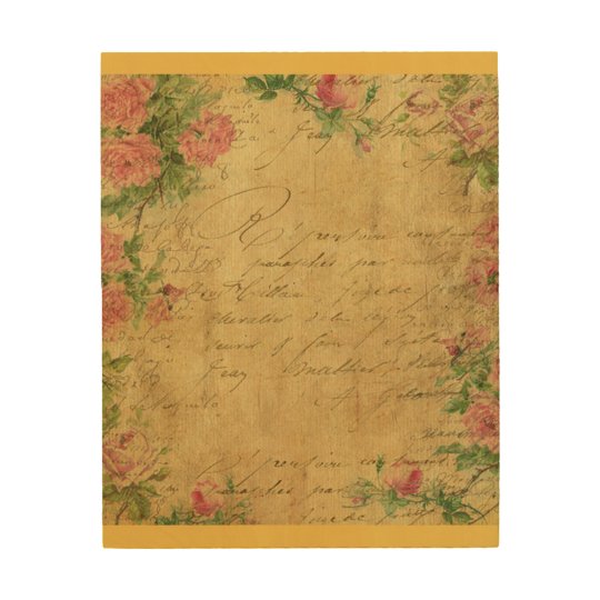 rustic,Parchement,worn,floral,letters,vintage,vict Wood Wall Decor