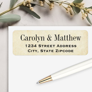 Rustic Parchment Black Wedding Return Address