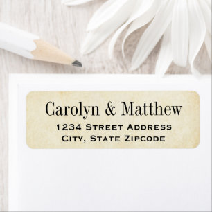 Rustic Parchment Black Wedding Return Address