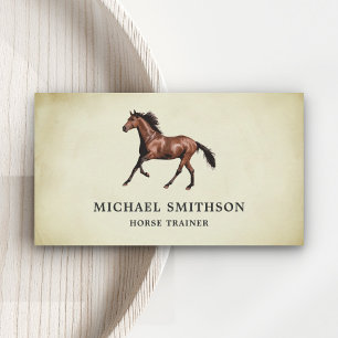 Rustic Parchment Brown Horse Riding Instructor Business Card